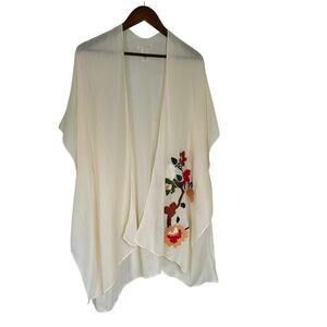 Do Everything In Love Kimono Floral Appliqué Cream One Size Boho Summer
